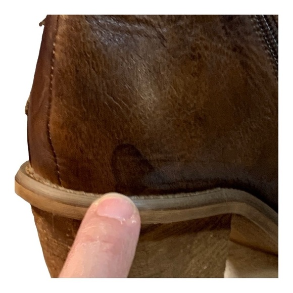 Socofy Distressed Brown Leather Boots with Green Leather 3-D Flower - Size 6 37 - Picture 11 of 14